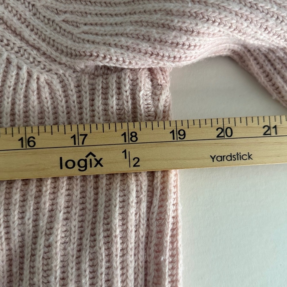 White House Black Market Pink Cowl Neck Cashmere Wool Blend Cable Knit Sweater L - Picture 7 of 9